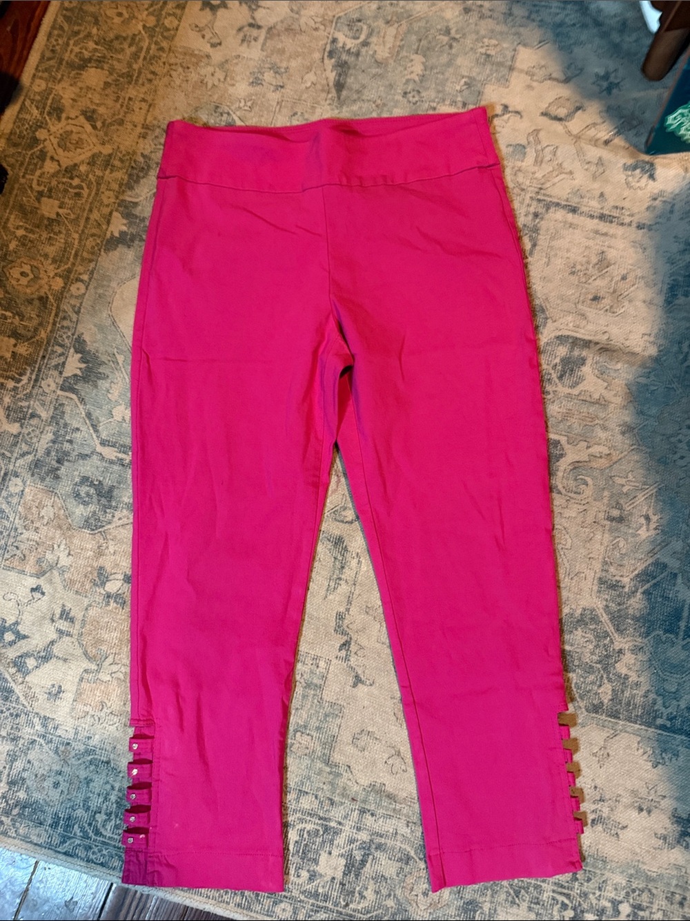 Attyre Hot Pink Crop Leggings with Ladder Side Detail